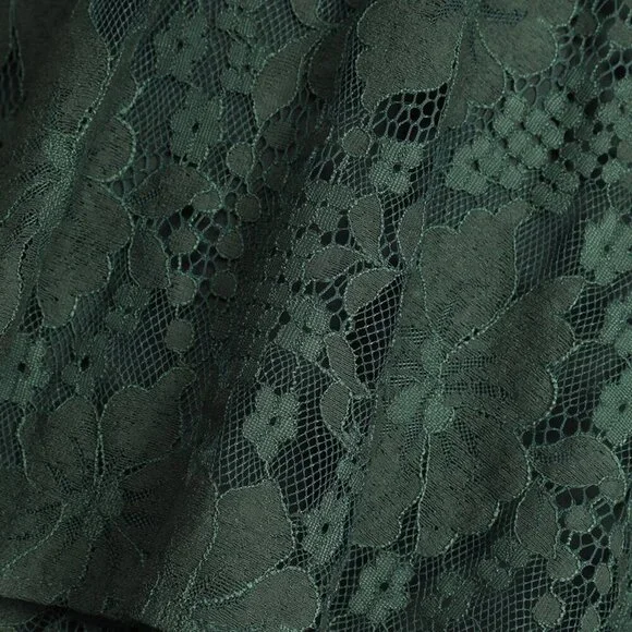 NWT Lulus Molinetto Forest Green Lace Ruffled Tiered Sleeveless Maxi Dress